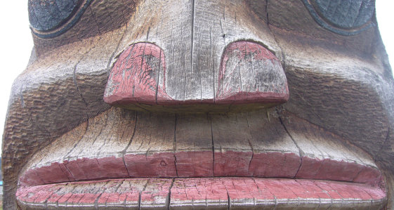 totem pole carving in Hazelton, BC